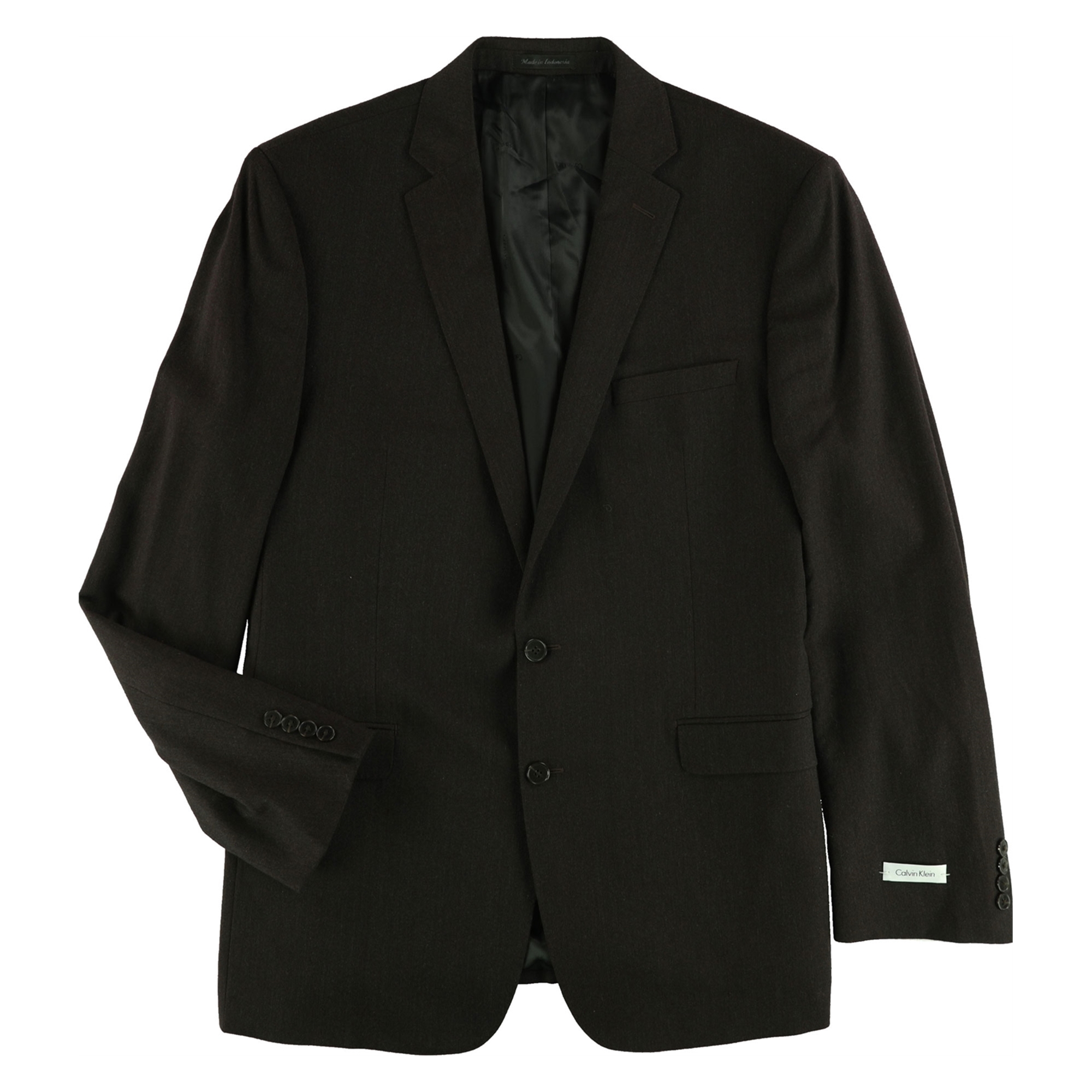 Calvin Klein Mens Slim Fit Two Button Blazer Jacket, Brown, 38 Short